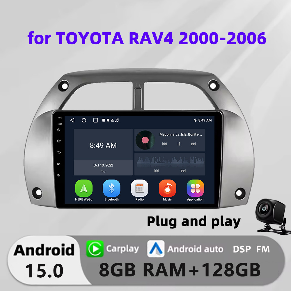Honxun เครื่องเสียงรถยนต์หน้าจอสัมผัส android หัว 9 นิ้ว 8G + 64 สําหรับ TOYOTA RAV4 2000-2006 carpl