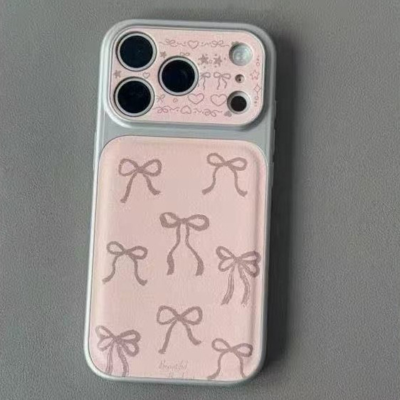สําหรับ IPhone 17 16 15 14 Plus 13 12 11 Pro Max X XR XS Max สีชมพูน่ารักโบว์สาวเงินหน้าต่างขนาดใหญ่หนังเคสโทรศัพท์นุ่ม ราคา ถูกที่สุด ดีลบีเคเค แกลเลอรีภาพที่ 3