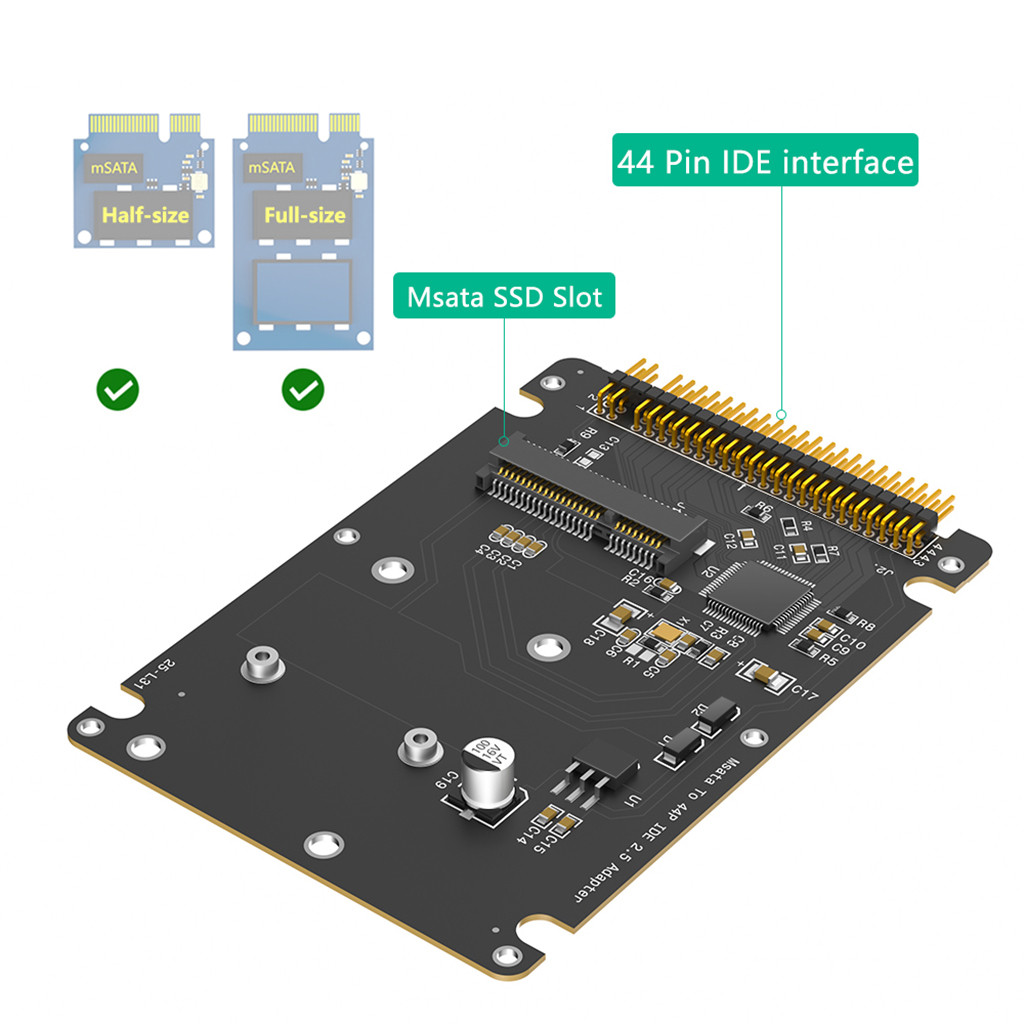 XT-XINTE MSATA Mini-SATA SSD ถึง IDE ATA 44Pin อะแดปเตอร์รองรับ Win XP, Win 7, Win 8/10/ 11 หรือ Lin