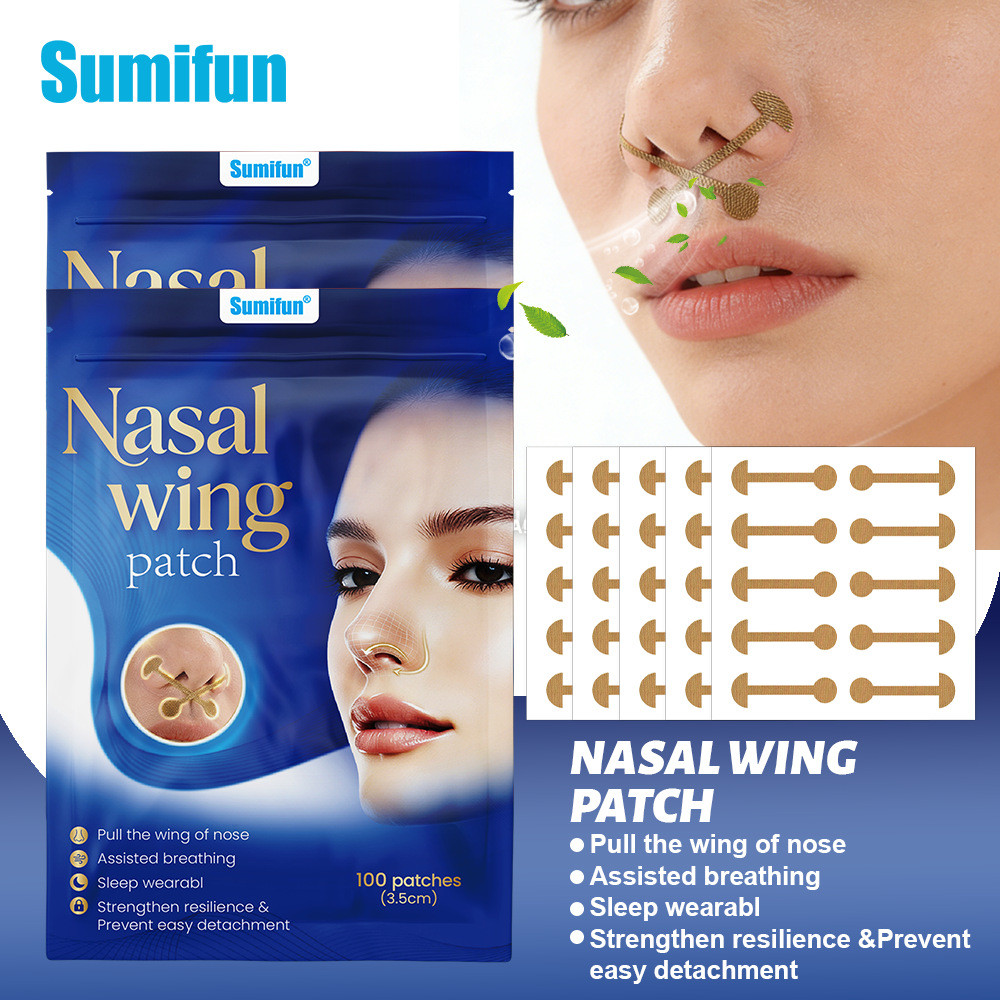 Sumifun ครีมยา Patch 100 ชิ้น Dumbbell-Shaped Nasal Patch ระบายอากาศจมูก Patch ยา Patch พยาบาล Patch