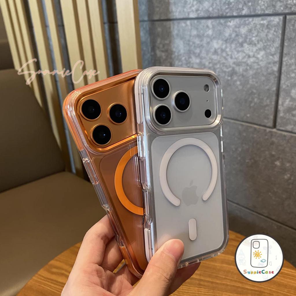 เข้ากันได้กับ IPhone 17 11 16 15 13 12 14 Pro Max XR XS X Max 16 15 7 8 Plus SE 2022 เปลือกโทรศัพท์ใสแบบดึงด้วยแม่เหล็ก