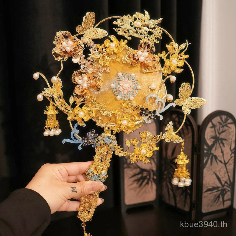 พัดลมวัสดุมือเจ้าสาว Xi Golden Group พัดลมแต่งงาน Handmade Heavy Industry กระเป๋าดอกไม้พรีเมี่ยม Hex