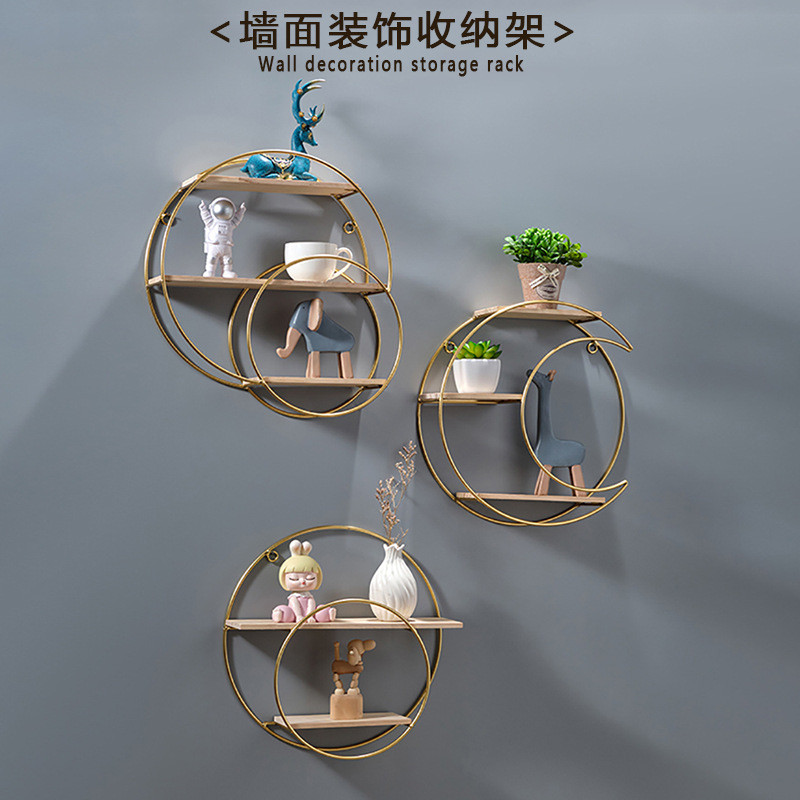 Nordic ins สไตล์สร้างสรรค์ร้านอาหารผนังตกแต่ง Rack Wall Storage Rack นมชา Shop Wall Storage Rack เจา