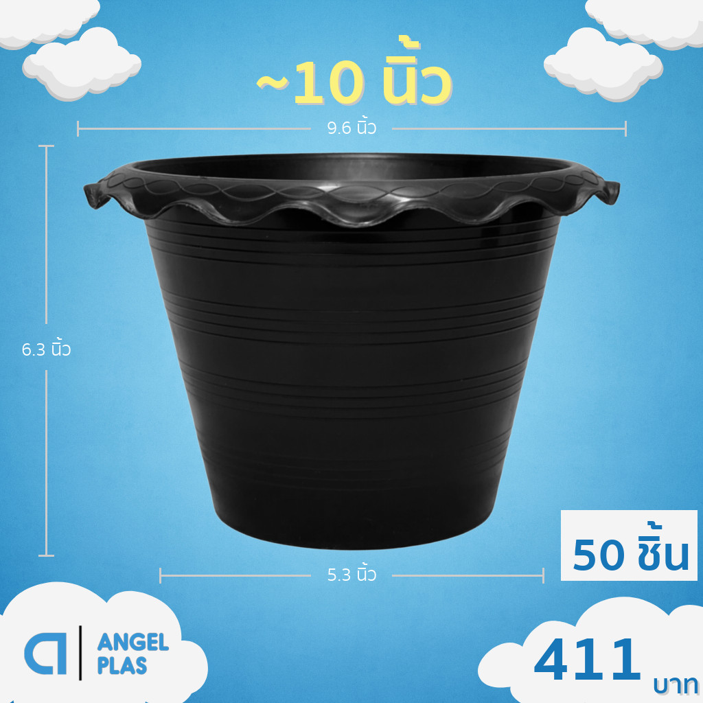 กระถาง กระถางทรงถ้วย กระถางเตี้ย ขนาด เบอร์ 10 9.5 นิ้ว สีดำ ยกมัด 25 50 ใบ ราคา ถูกที่สุด ดีลบีเคเค แกลเลอรีภาพที่ 3