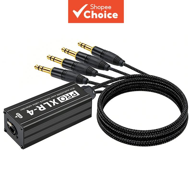 XLR to Cat5e Cat6 อะแดปเตอร์สายเคเบิล 4CH Audio DMX Extender Live Show มิกเซอร์เสียงไมโครโฟน Pro
