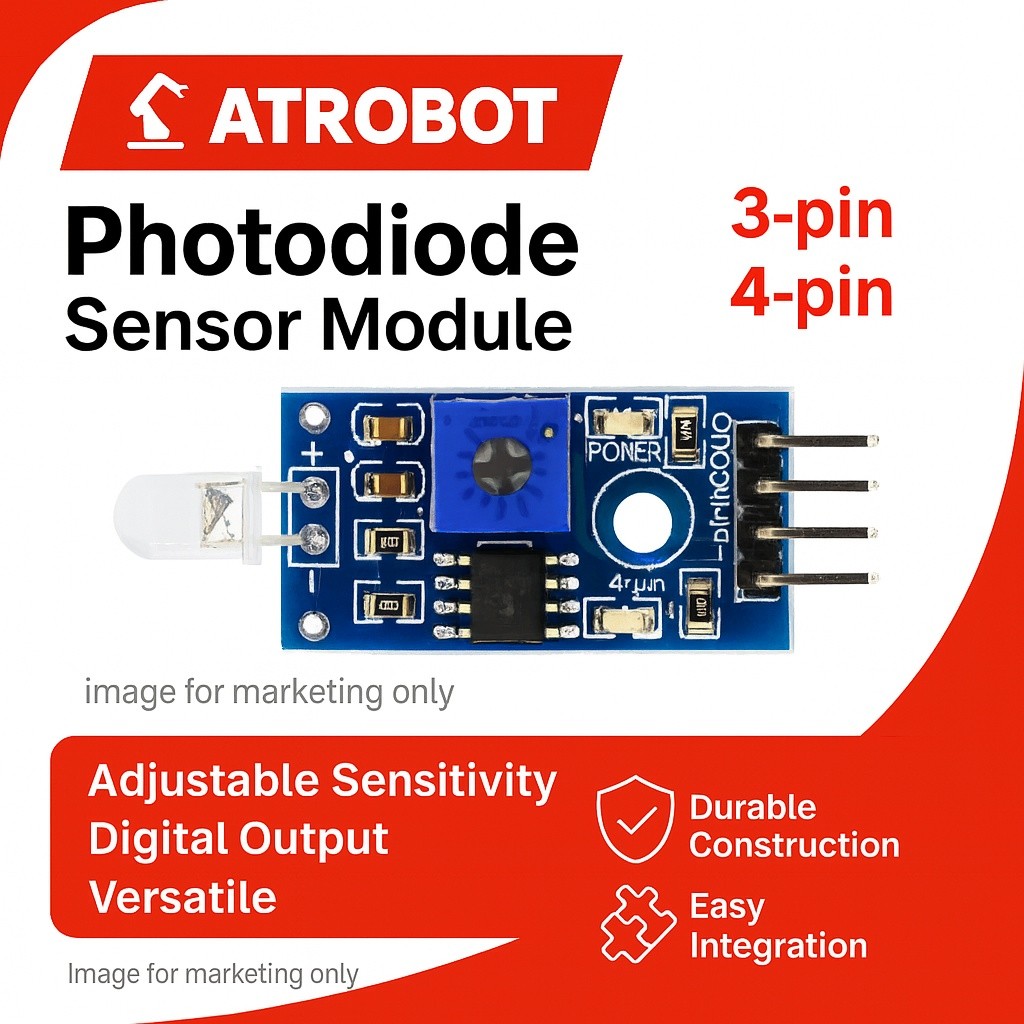 Photodiode Light Sensor Module ตรวจจับแสง ปรับความไว 3.3V/5V 3/4-pin สำหรับ Arduino Raspberry Pi
