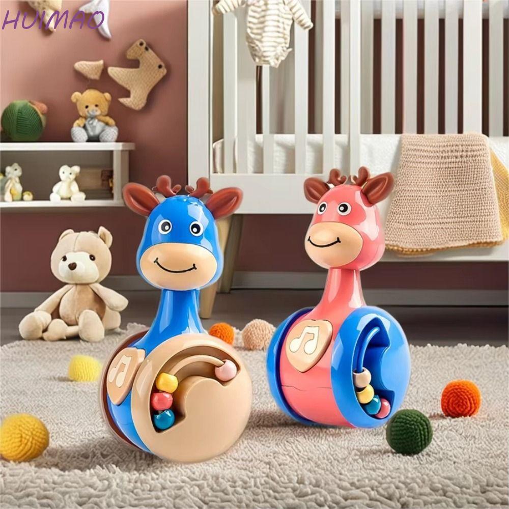 HUIMAO ไดโนเสาร์ Tumbler Wobbler,ดนตรี Early Education Fawn เลื่อน Tumbler ของเล่น,ของเล่นเพื่อการศึ