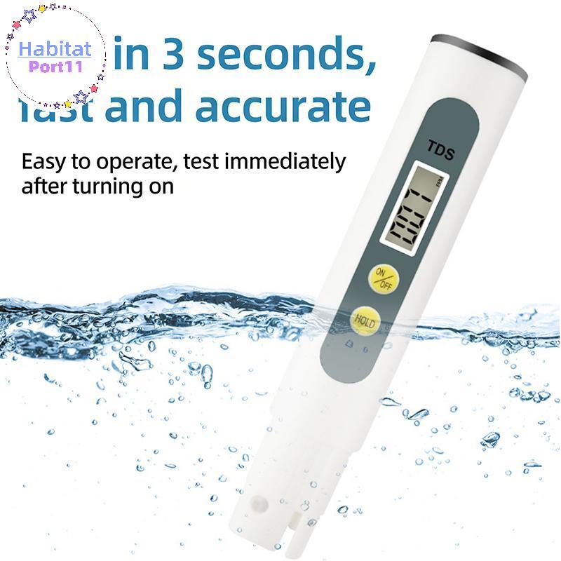 HabitatPort แบบพกพาที่ถูกต้อง TDS เมตรปากกา 0 9999 PPM เครื่องทดสอบคุณภาพน้ําดิจิตอล Fast Result Che