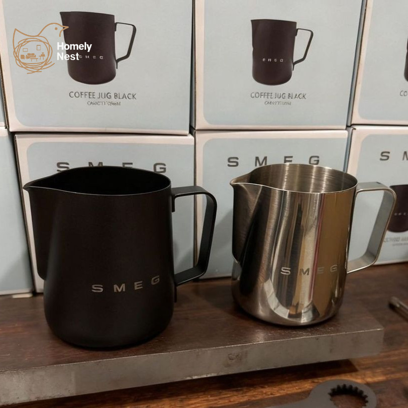 Smeg x RW ถ้วยนม 350ml Joint Edition Professional Latte Art ถ้วยสแตนเลส Barista เครื่องมือสําหรับคนรักกาแฟ, Premium Drinkware ของขวัญสําหรับ Home Cafe