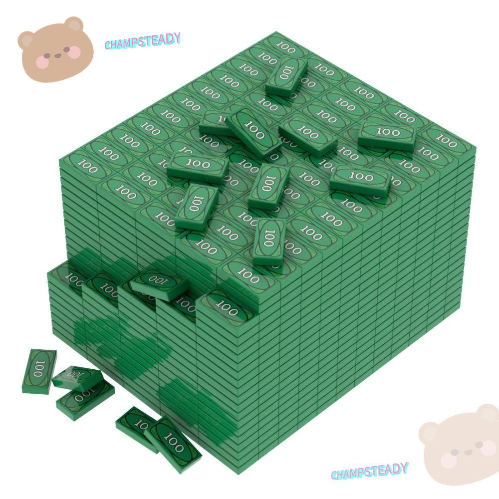 CHAMPSTEADY 20 ชิ้นของเล่นบล็อกตัวต่อ, อุปกรณ์บล็อกเม็ดเล็กสีเขียวเศรษฐี, ดอลลาร์ตลก USD เงินเด็กคอล
