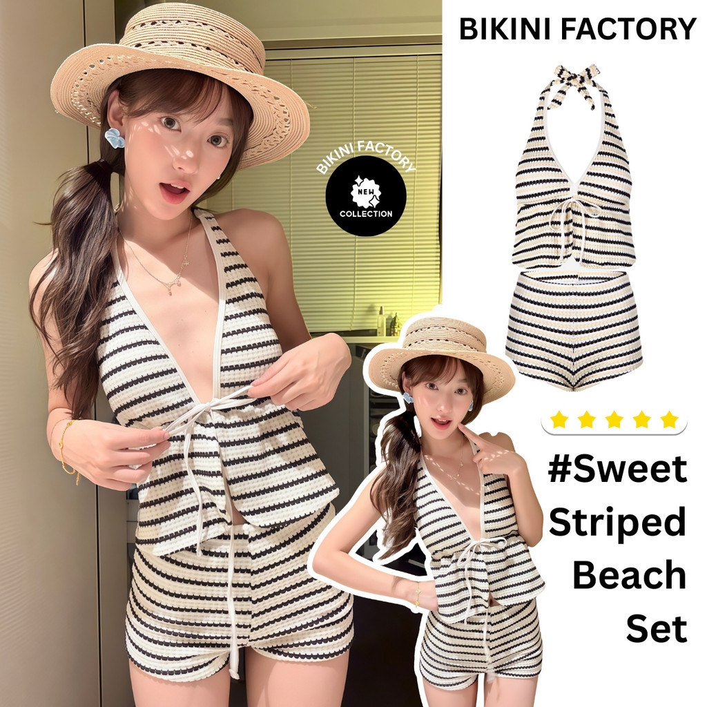 บิกินี่ลายทางสายฝอ Y369 สวยมั่นใจทุกไซส์ S-3XL พร้อมเที่ยวทะเล