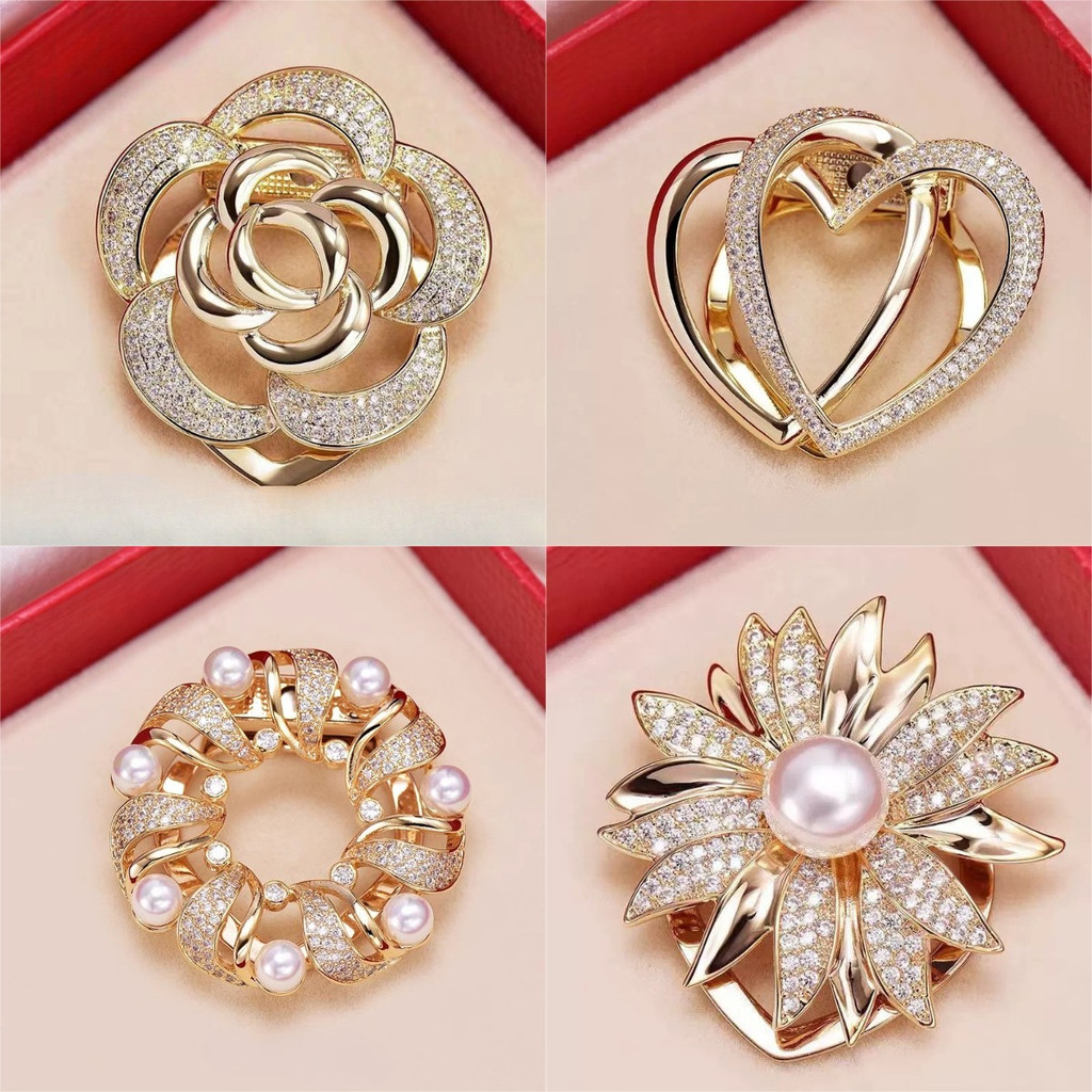 ดอกไม้ Dual-ใช้ผ้าพันคอผ้าไหมหัวเข็มขัดสีเพชร Pearl Alloy เข็มกลัดสไตล์เกาหลีผ้าพันคอผ้าพันคออุปกรณ์เสริม All-Match Pin หลากหลาย