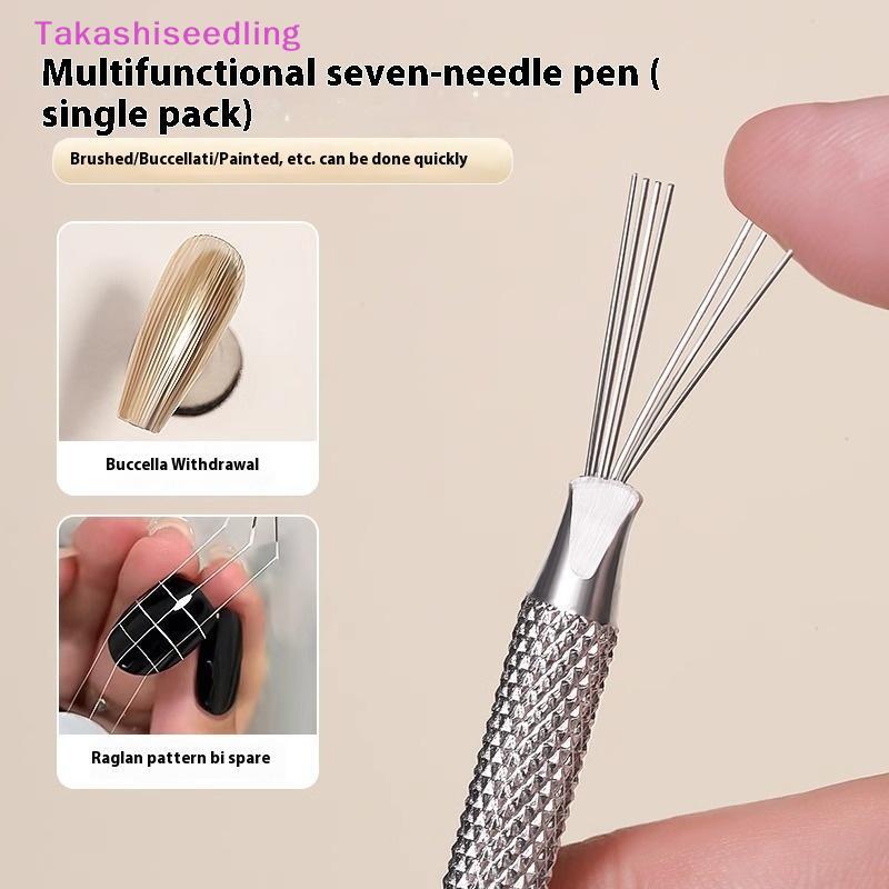 (Takashiseedling) 7 Pin Stripe Nail Art Liner Brush 3D Tip Ultra-thin Line Drawing Pen UV Gel Brushe