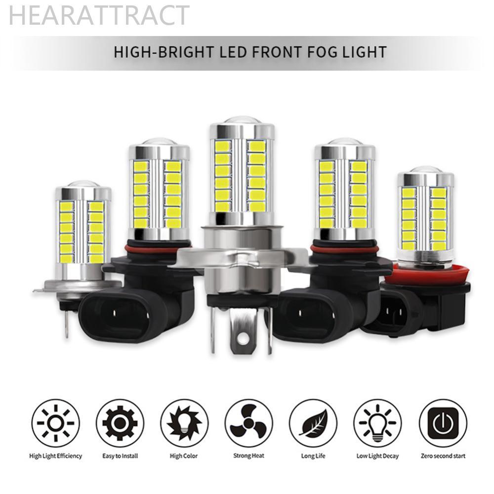 HEARATRACT 1 PC H4/H7/9005/9006 33SMD LED ไฟหน้ารถหลอดไฟวิ่งกลางวันสีขาวรถจักรยานยนต์หมอกโคมไฟ I1W5