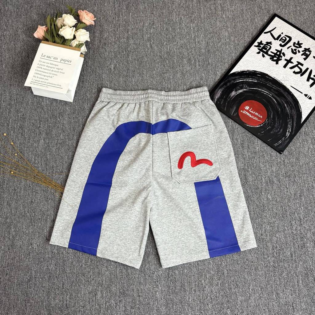 new 2025 evisu กางเกงขาสั้น Street Wear Brushed สไตล์ใหม่สำหรับฤดูร้อน DBYB