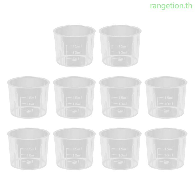 RAN 10 ชิ้นถ้วยตวงขนาด Labs สําเร็จการศึกษาบีกเกอร์ผสมที่ชัดเจนถ้วยสําหรับสีเรซินเหลวครัวทําอาหาร La