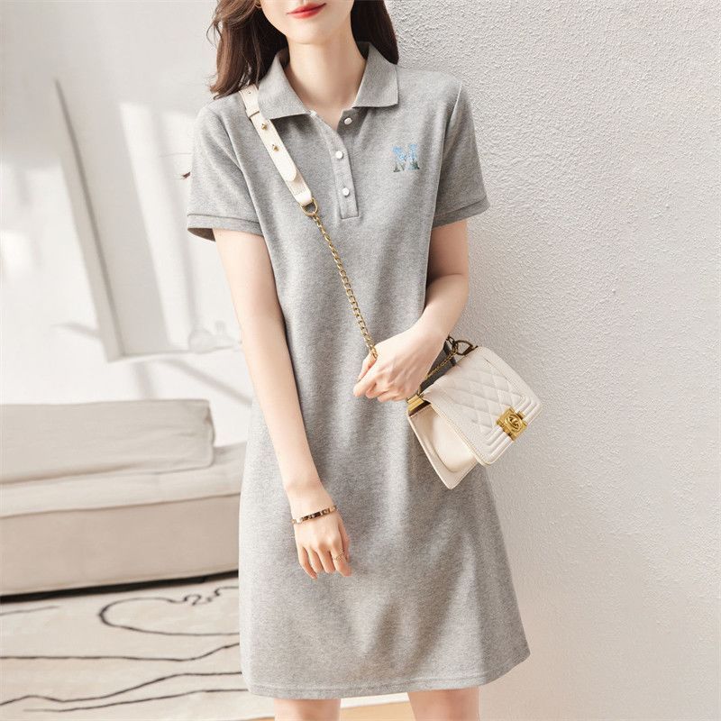 imoveชุดเดรสคอปกโปโลลําลองผ้าฝ้ายสําหรับผู้หญิงสไตล์เกาหลี