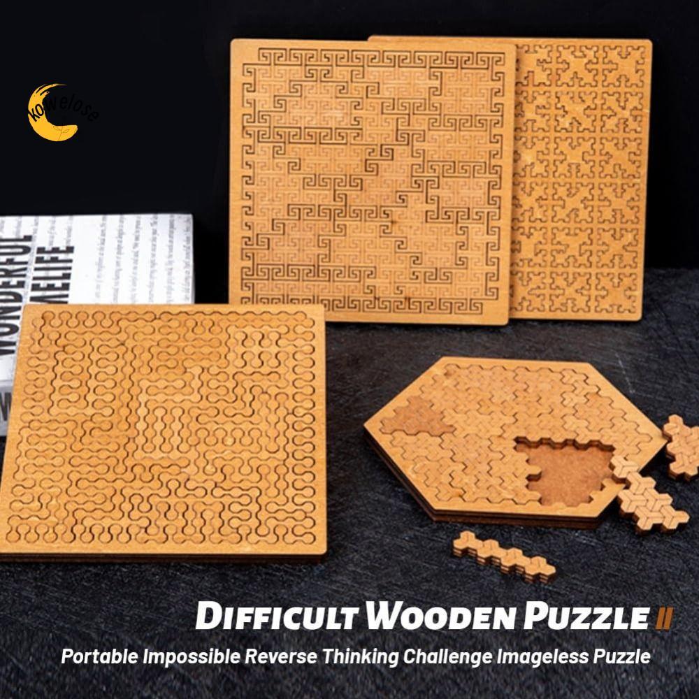 KOWELOSE Fractal Tray Puzzles, No-Image Hard Irregular Wood Jigsaw, Challengea Fractal Puzzle Challe