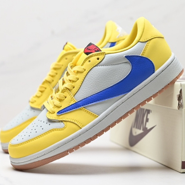 Nike AJ1 Barb Travis Scott x Air Jordan 1 Reverse Mocha AJ1 Joe 1 Joint Barb รองเท้าบาสเก็ตบอลวัฒนธร