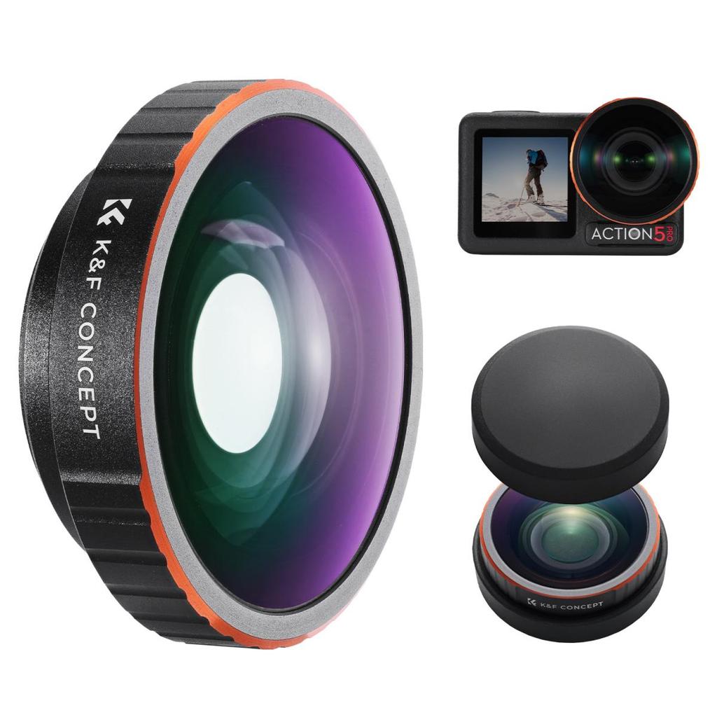 เลนส์มุมกว้าง K&F CONCEPT ใช้ได้กับ DJI Osmo Action 5 Pro แบบสกรู องศากว้าง 185° พร้อมกระจกออปติคอลเคลือบหลายชั้น