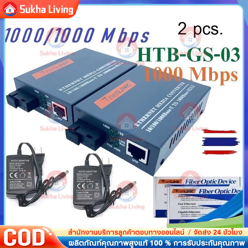NetLINK- Gigabit Media Converter 10/100/1000 MBPS HTB-GS-03 (A/B) Fiber Optic 20KM Single-mode Single-fiber WDM RJ45