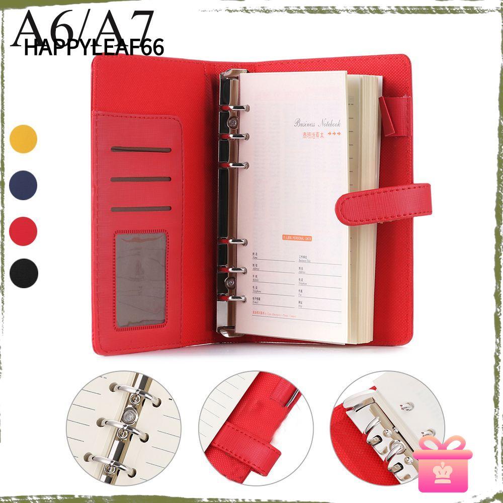 HAPPYLEAF66 A6/A7 แฟ้มโฟลเดอร์รีฟิลหลวมอุปกรณ์สํานักงานแฟชั่นหนัง Journal Notepad