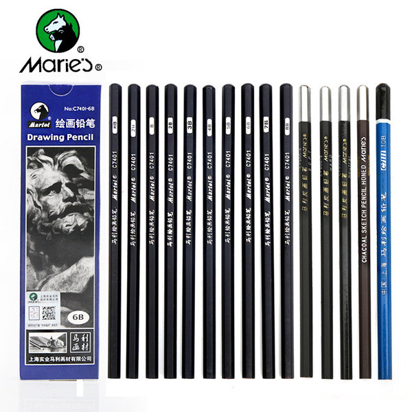 กบเหลาดินสอ ดินสอ 2b Marley ของแท้ C7401 HB Single Painting ดินสอพิเศษ 8B Sketch Exam ดินสอ 2B4B ดิน