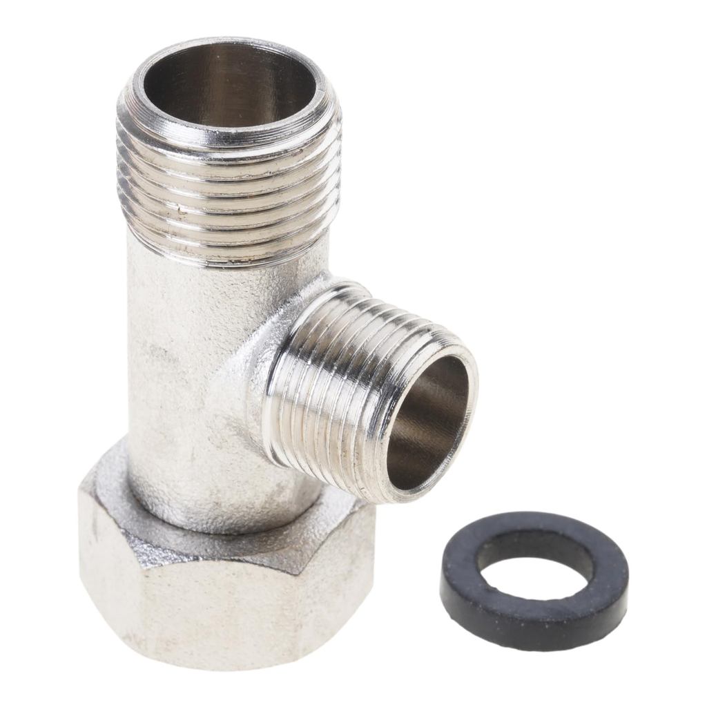 Practical T-shaped water diverter adapter, brass structure, showerhead bidet for campers, plumbing b