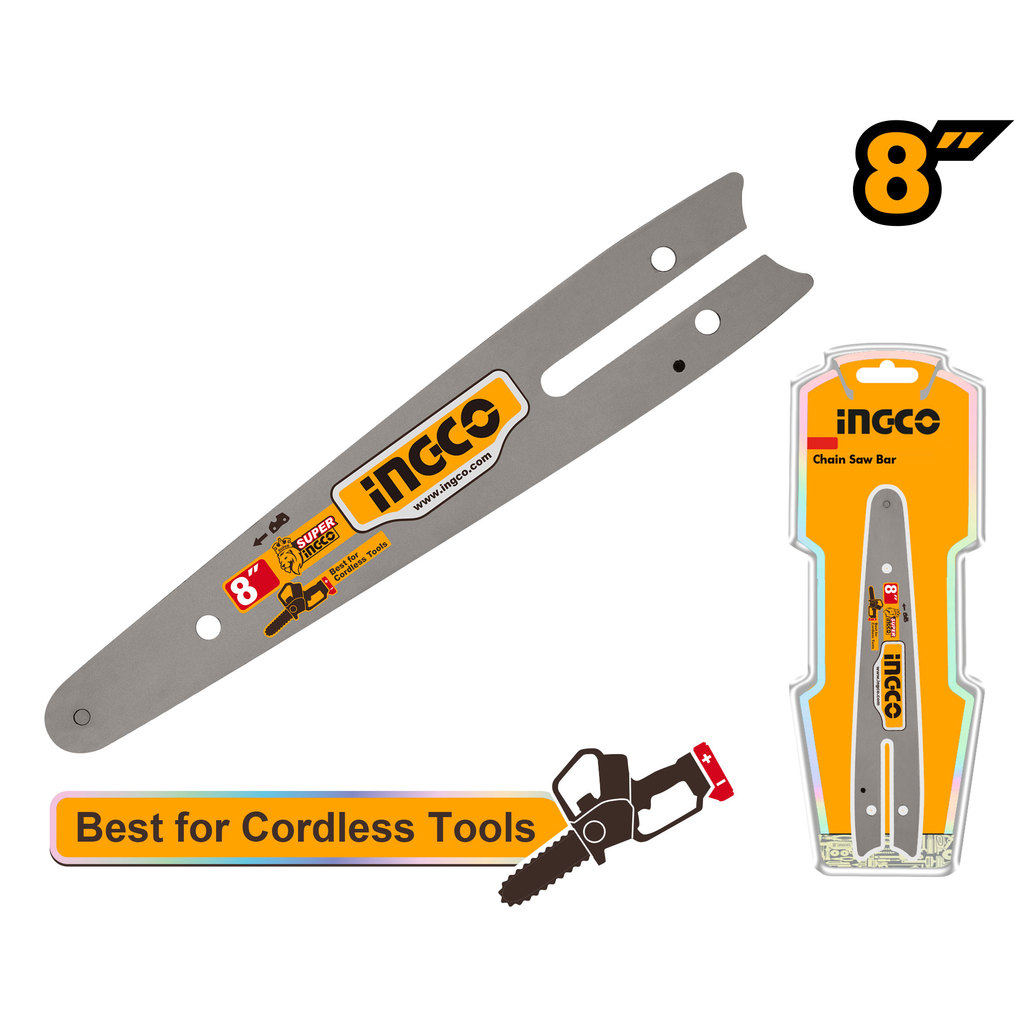 INGCO 8" สายไฟฟ้าไร้สาย สำหรับงานเชื่อม คุณภาINGCO บาร์เลื่อยโซ่ (Chain Saw Bar) รุ่น AGSB50818