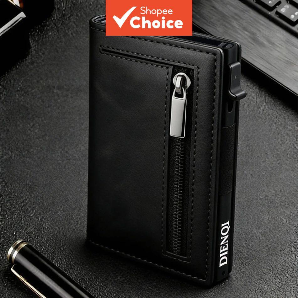 กระเป๋าสตางค์แม่เหล็กผู้ชายคลิปเงิน RFID ผู้ถือบัตรเครดิต Slim Minimalist Pop Up Case Bank Cardholder