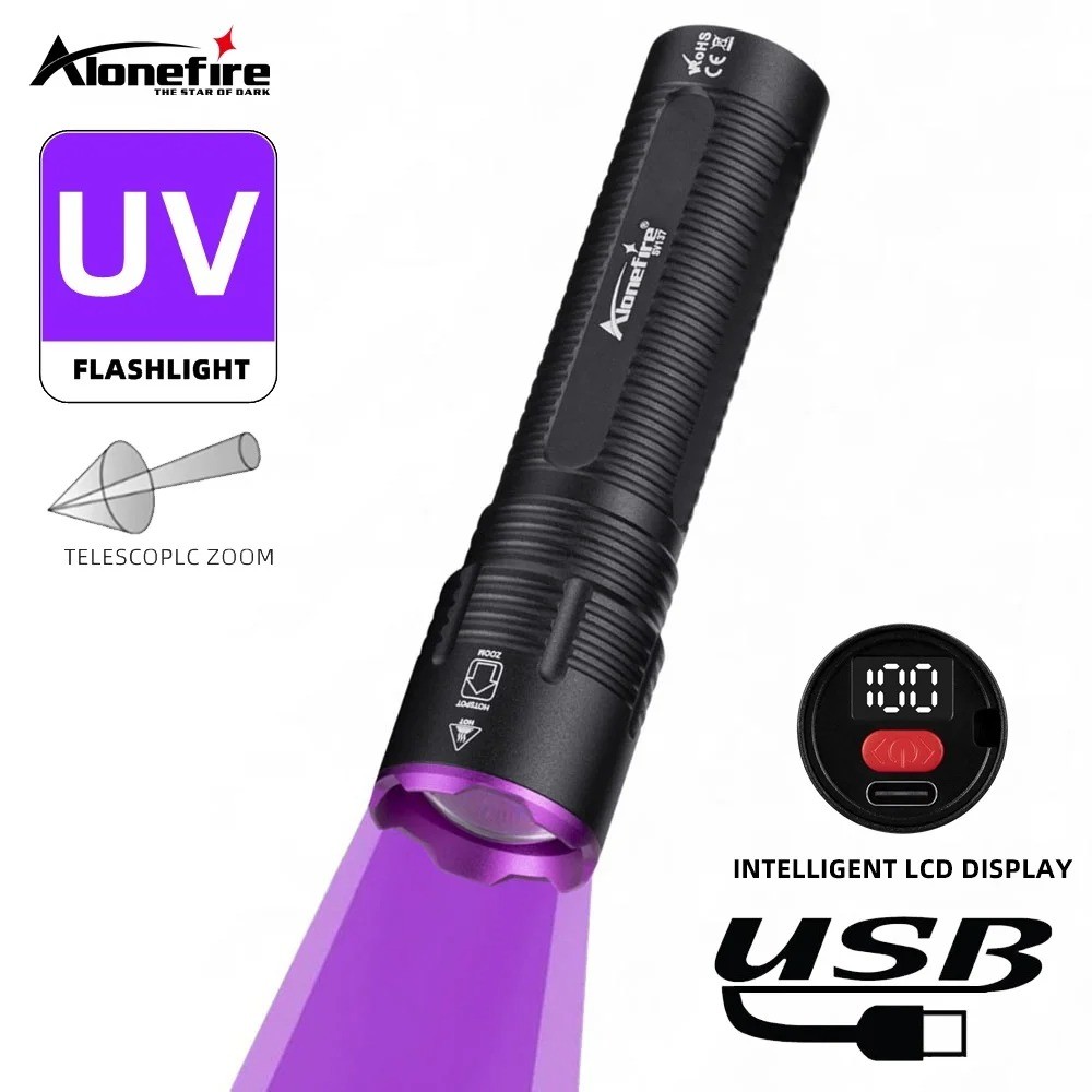 Alonefire SV137 ซูม 20W 365/395nm High Power UV ไฟฉายที่มองไม่เห็นหมึก Marker แมวสุนัขปัสสาวะ Tinea Ore เงินกลางแจ้งแมงป่อง Light