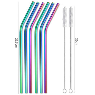 304 หลอดดูดสแตนเลส  ชุดสีเงิน อุปกรณ์เสริม Stanley 8mm*265mm