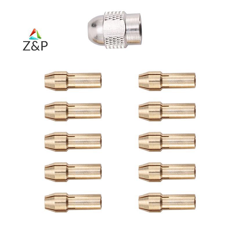 Z & P 10/11pcs เจาะ Collet Chuck 0.5-3.2 มม.เส้นผ่านศูนย์กลาง 4.8 มม. Shank ทองเหลือง Chucks สําหรับ