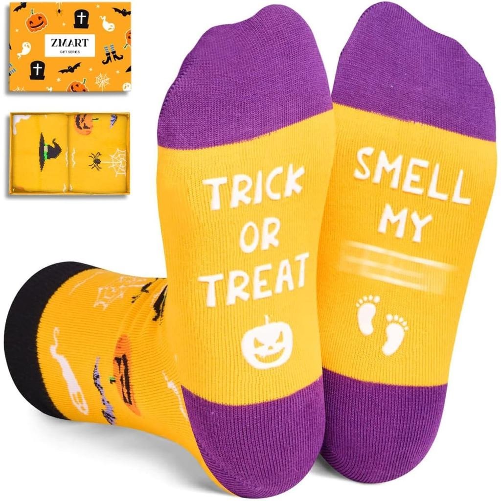 Zmart Halloween Socks for Kids - Pumpkin Horror Socks for Teens, Halloween Gifts 7-9 Years