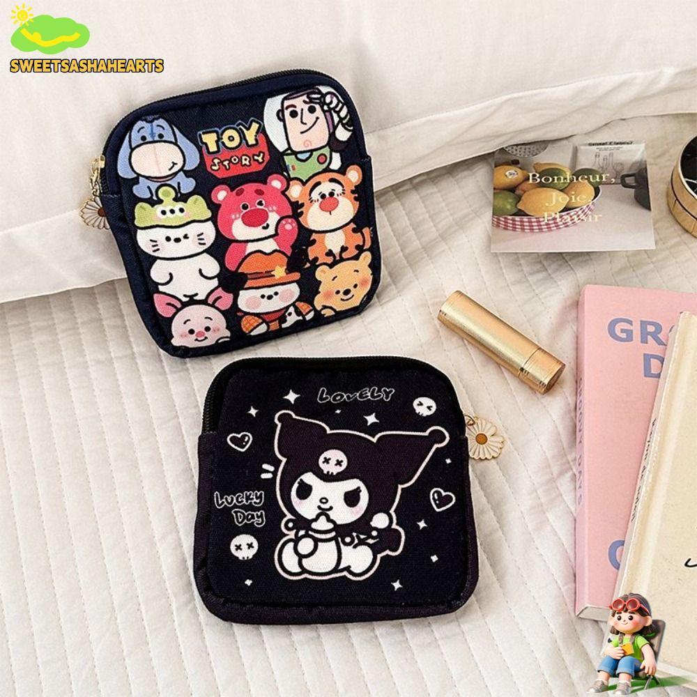 SWEE กระเป๋าเก็บผ้าอนามัย,กระเป๋าระยะเวลามัลติฟังก์ชั่นลายการ์ตูนสําหรับผู้หญิง,แบบพกพา Pochacco Kawaii ประจําเดือน Pad กระเป๋า