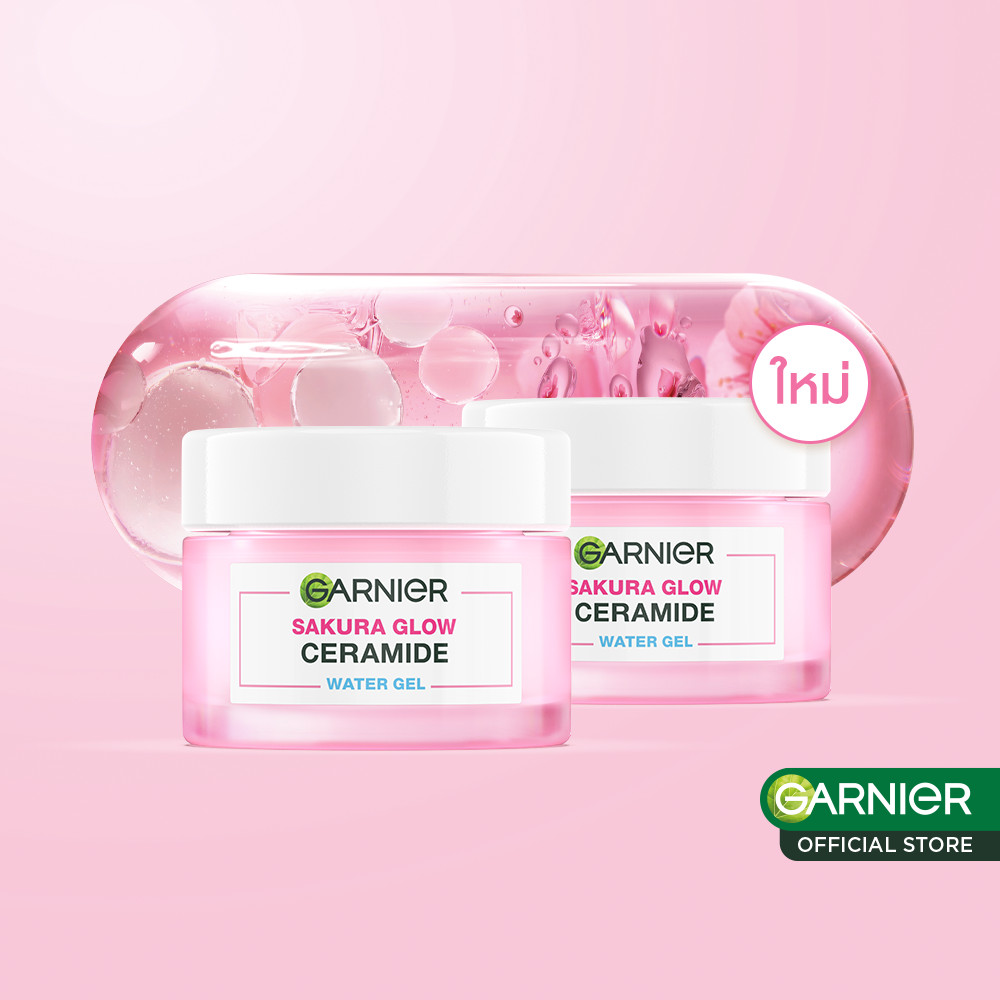 การ์นิเย่ ซากุระ โกลว์ เซราไมด์ วอเตอร์-เจล 50มลx2 GARNIER CERAMIDE WATER-GEL 50mlx2 ครีมทาหน้า mois