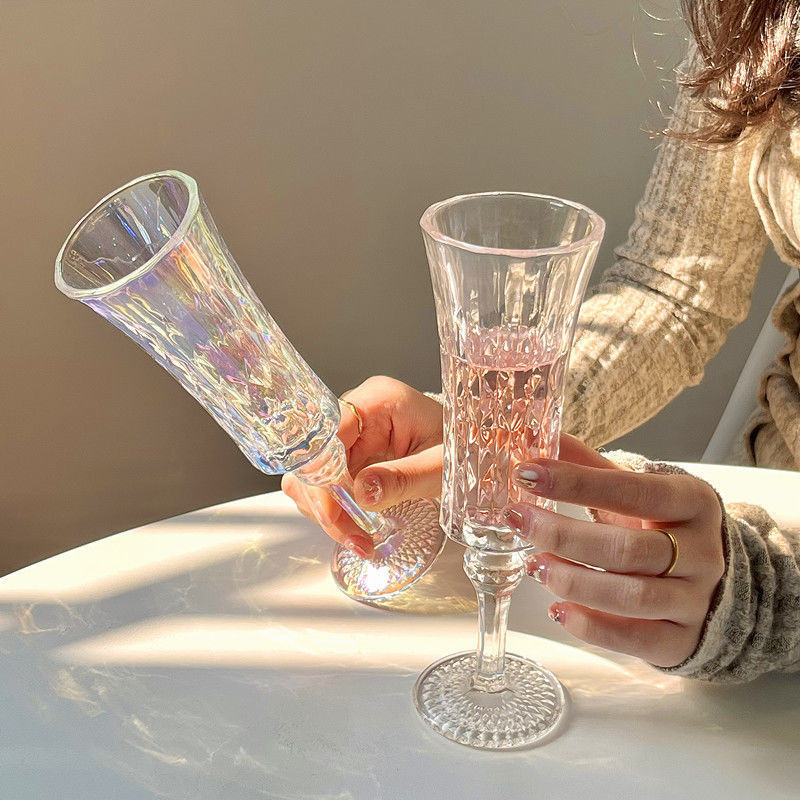 SpotRetro Mulled Wine Glass แกะสลักแก้วแชมเปญแก้วคริสตัลรูปแบบ Goble