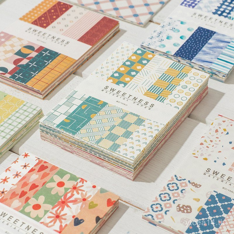 Yanji Material Paper Sweet Supply Series Korean Light Retro Handbook Decorative Base Paper 50 แผ่นใน