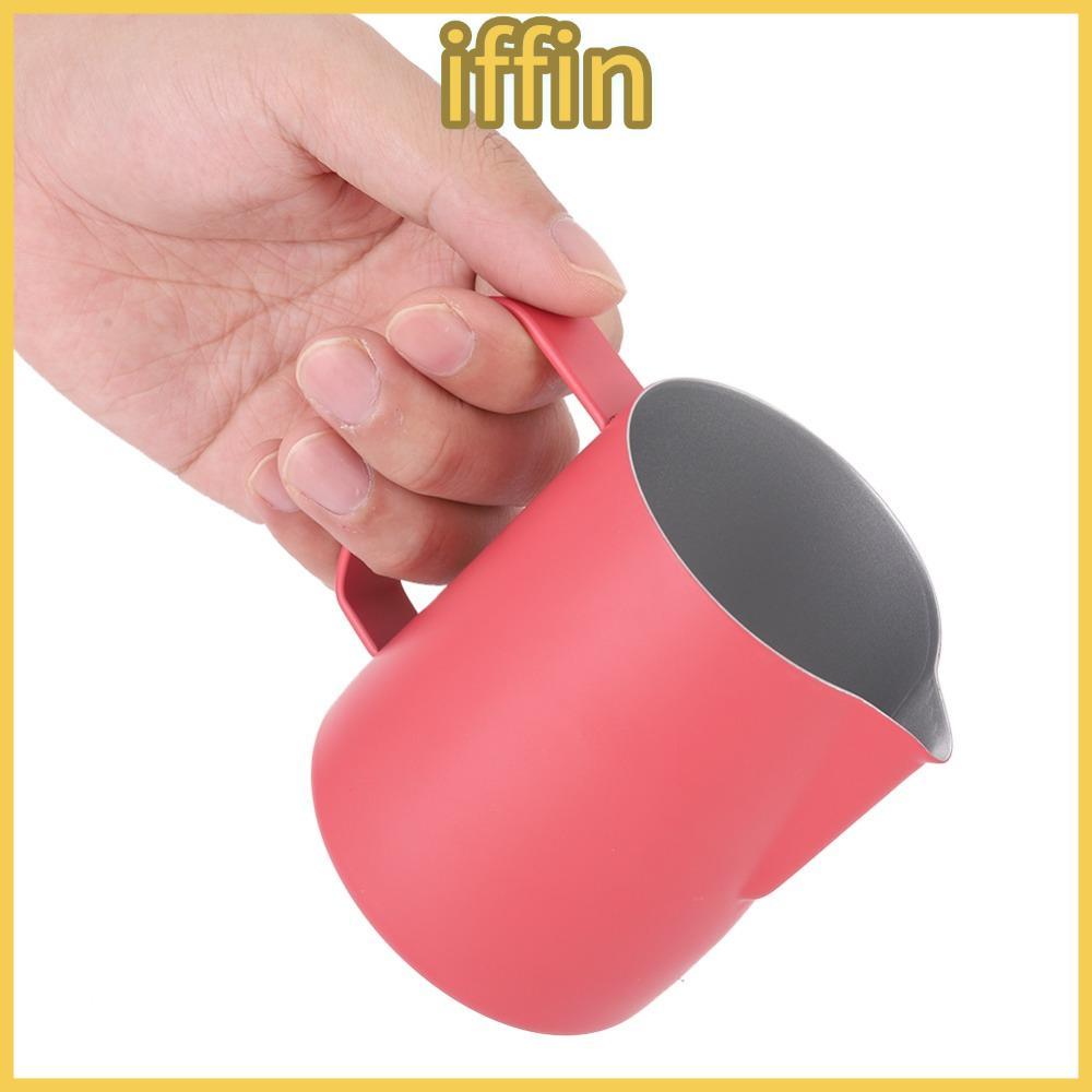 IFFIN Milk Frothing Cup, 600ml ความจุสีเหลืองนม Frothing Pitcher,แก้วกาแฟRose Red สแตนเลส Latte Art 