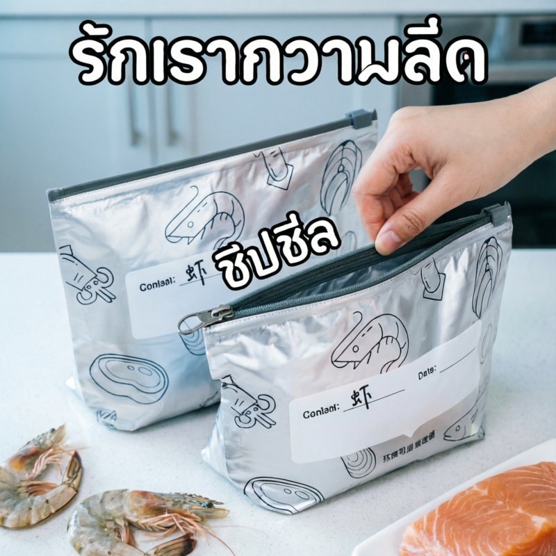 ถุงอลูมิเนียมฟอยล์สด ซิปล็อก แน่นหนา รักษาความสด รูปที่ 2