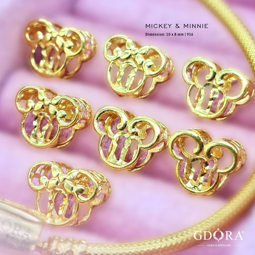 GDORA Gold Charm ลูกปัด Mickey Wireframe 916
