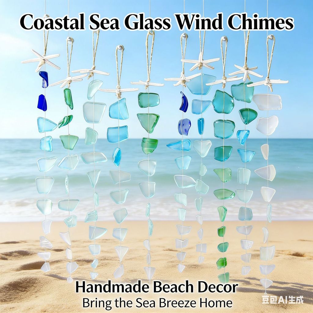 Sea Glass และ Driftwood Chime Sandblas Shibam shaping แก้วและ Driftwood Chime Sandblas สเปนแก้วและ D