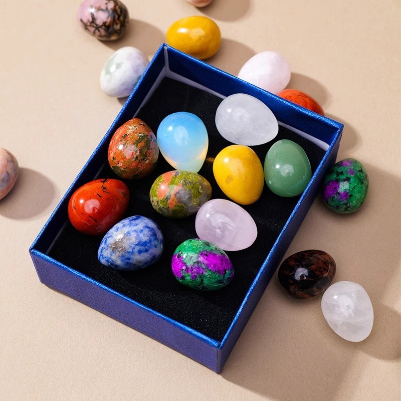 Popular~Natural Crystal Small Egg2*1.5White, purple, pink, and yellow five-element stone ore specime