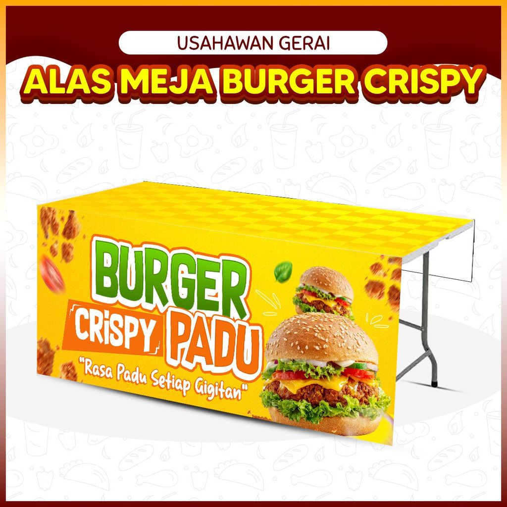 CRISPY BURGER แผ่นรองโต๊ะ - ธุรกิจแผงลอย / Ramadan Bazaar / ตลาดกลางคืน / เช้า / Petang / แผงลอย / อ