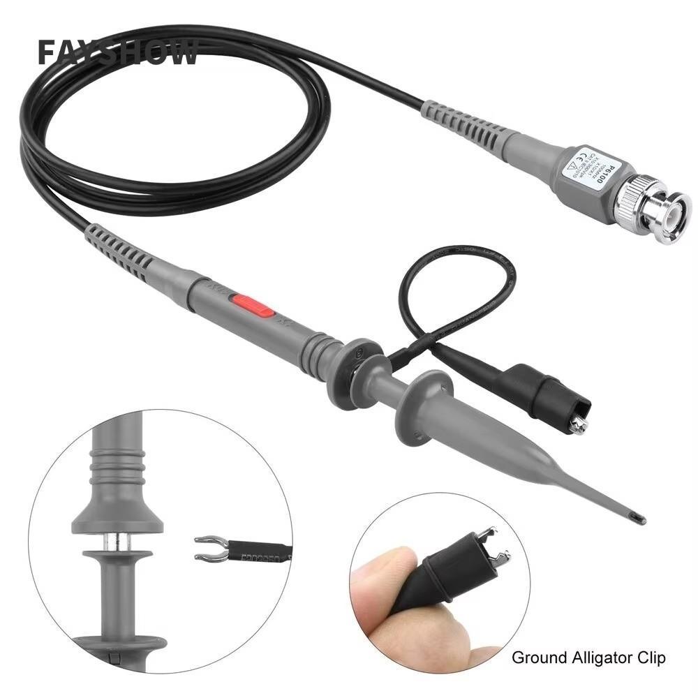 FAYSHOWTH 1/2pcs BNC Oscilloscope Probe, P6100 100MHz Oscilloscope Probe Kit, สะดวกวัดตะกั่ว X1/X10 