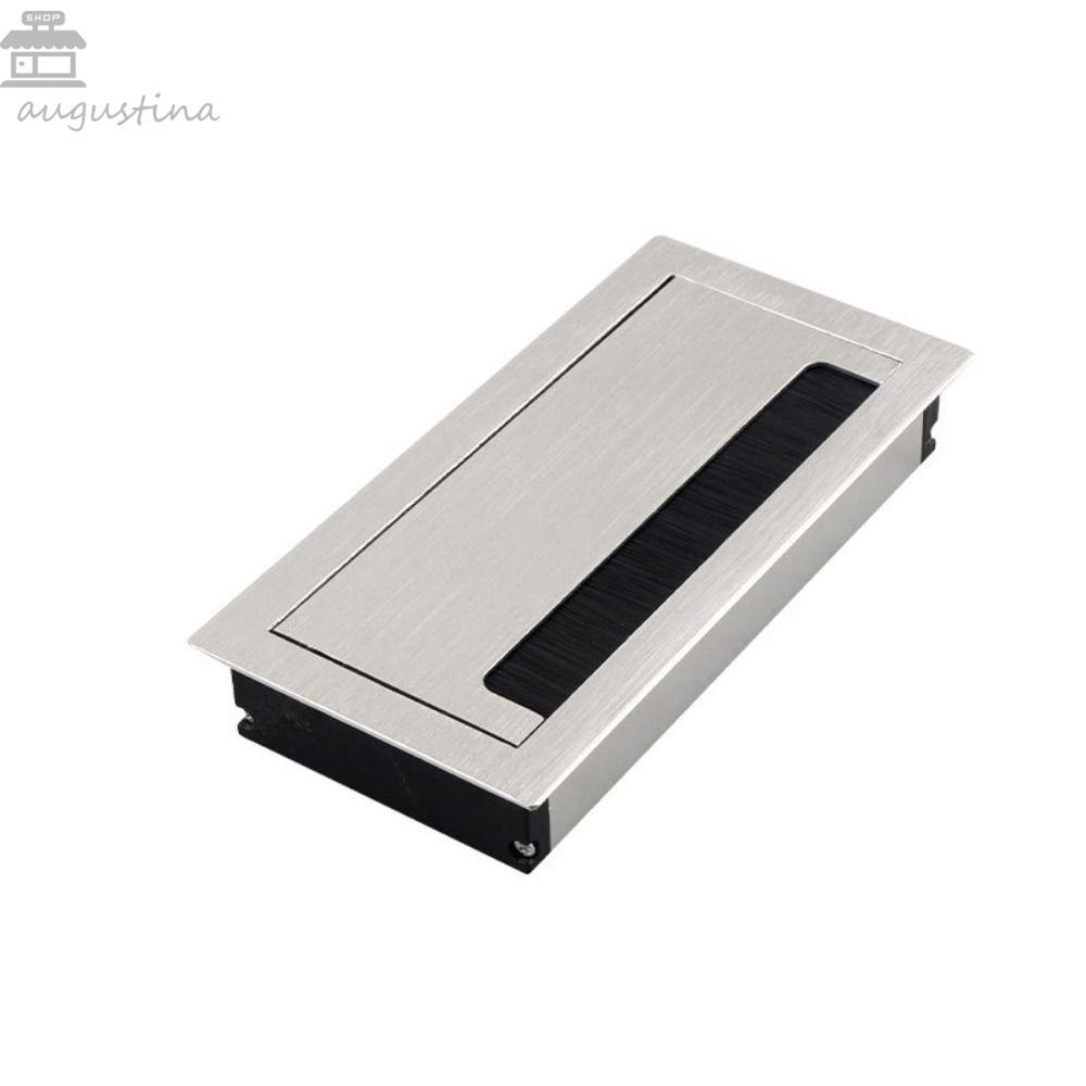 AUGUSTINA Conference Table Threading Box, Flip Cover with Brush Office Desk Wiring Box, Wear-resista