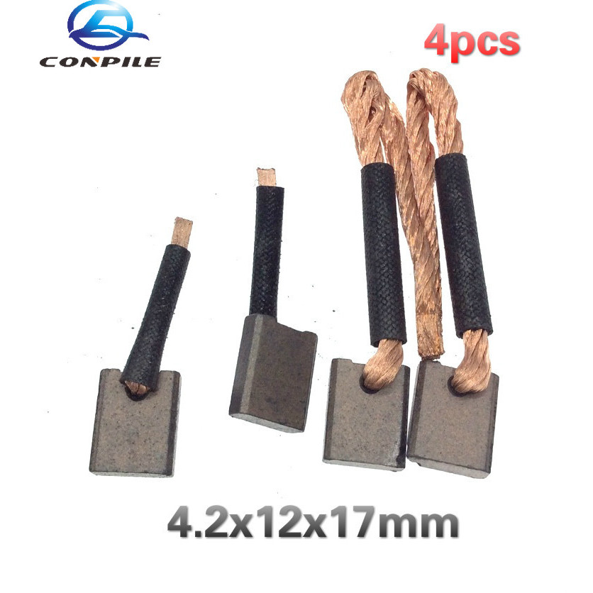 4pcs 4.2x12x17 มม.สําหรับ Mitsubishi 491 Jinbei BYD F3 รถสตาร์ทมอเตอร์แปรงคาร์บอนไฟฟ้า