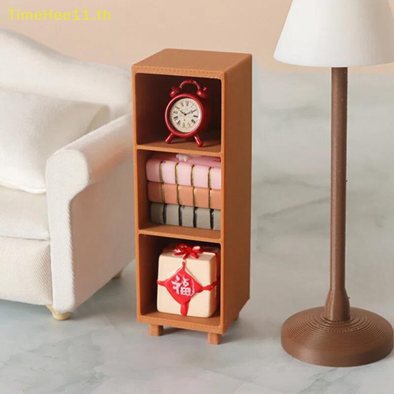 TimeHee 112 Scale Dollhouse Miniature ชั้นวางหนังสือ Loer สําหรับ DIY ห้องนั่งเล่นตกแต่ง TH