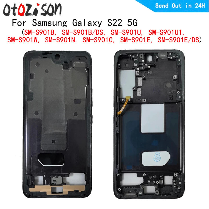 ที่อยู่อาศัยกรอบกลาง LCD Bezel แผ่นแผงแชสซีสําหรับ Samsung Galaxy S22 5G SM-S901B S901U S901W S901N 