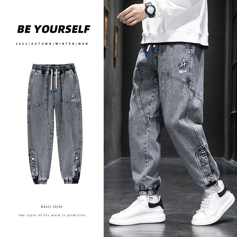Yuhui Street Wear กางเกงยีนส์หลวม ขนาดใหญ่สำหรับทุกไซซ์ แต่งตัวได้ตลอดปี